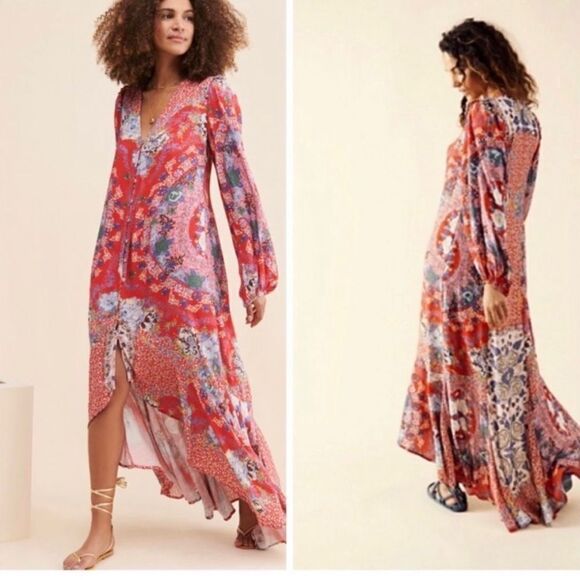 NWT Free People Marais Printed Midi Dress Size XS - Picture 1 of 7
